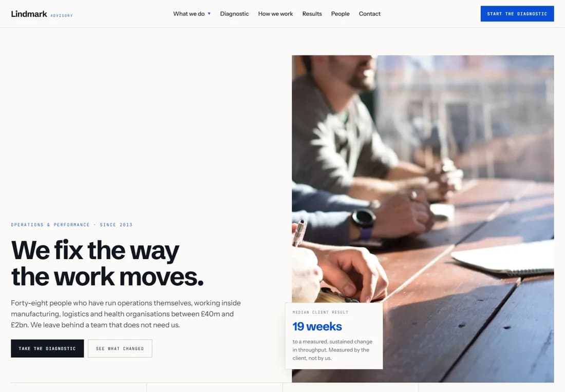 Lindmark Advisory homepage preview